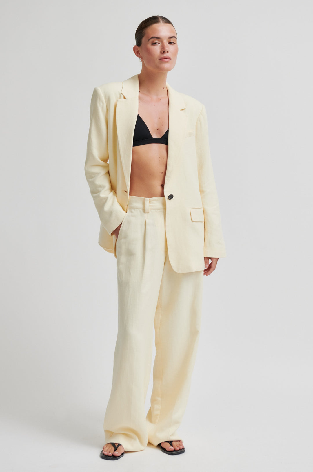 Lino Classic Trousers, Lemon