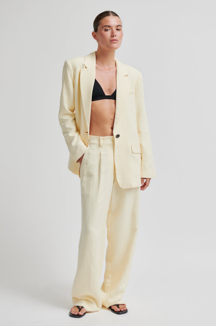 Lino Classic Trousers, Lemon
