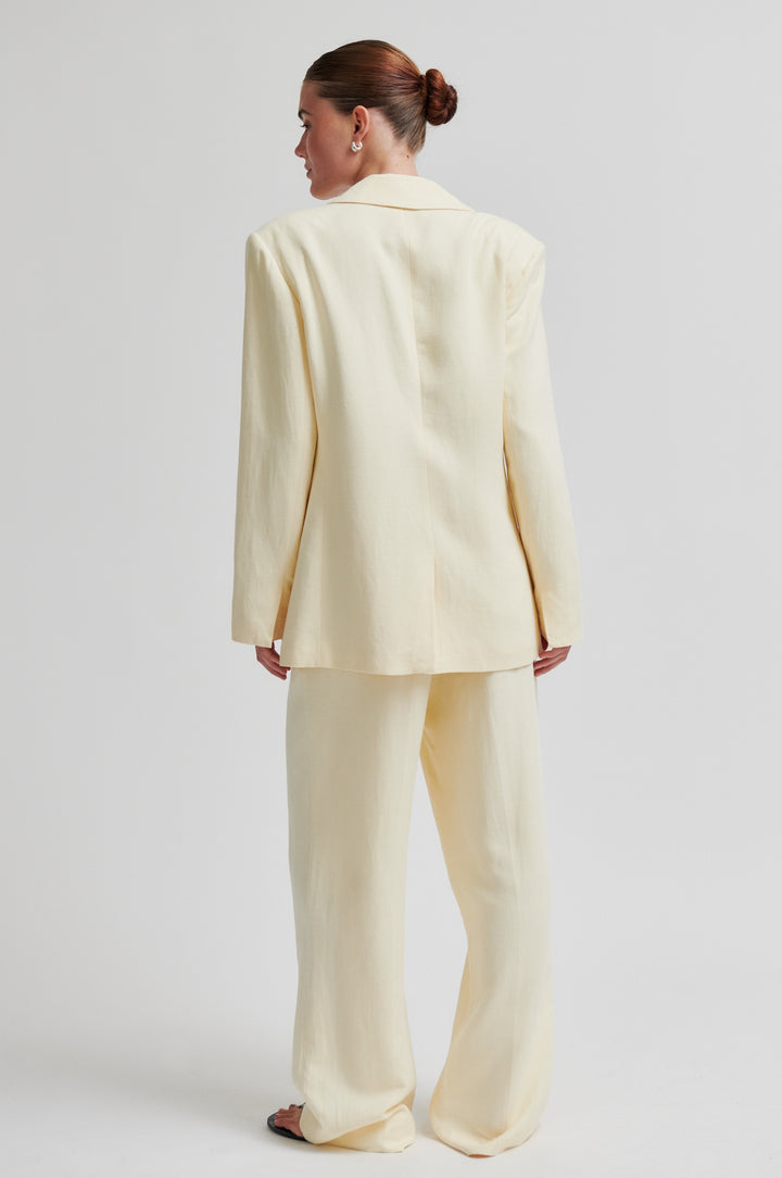 Lino Classic Trousers, Lemon