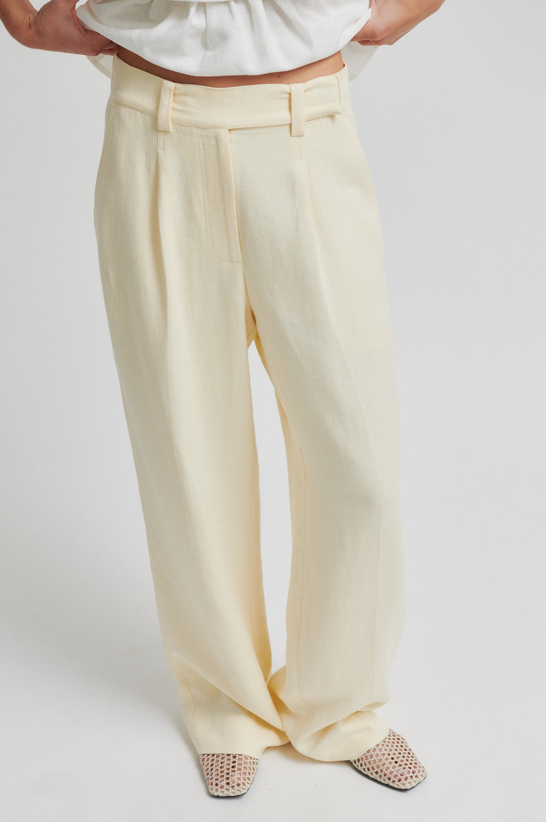 Lino Classic Trousers, Lemon