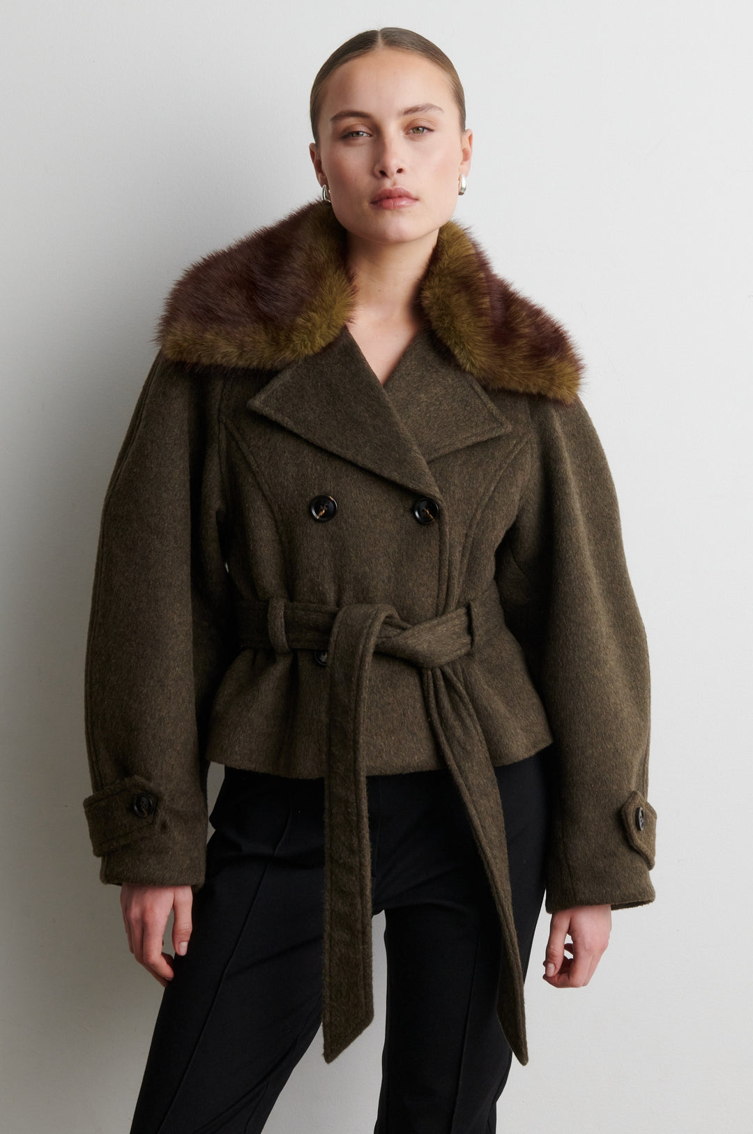Agola Belt Jacket - Black Olive