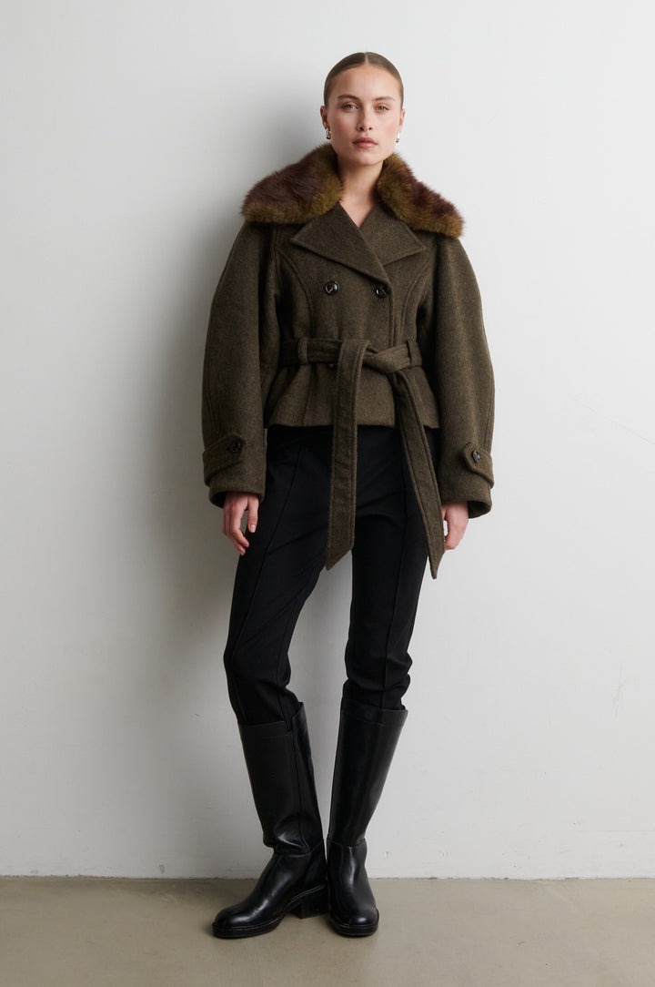 Agola Belt Jacket - Black Olive