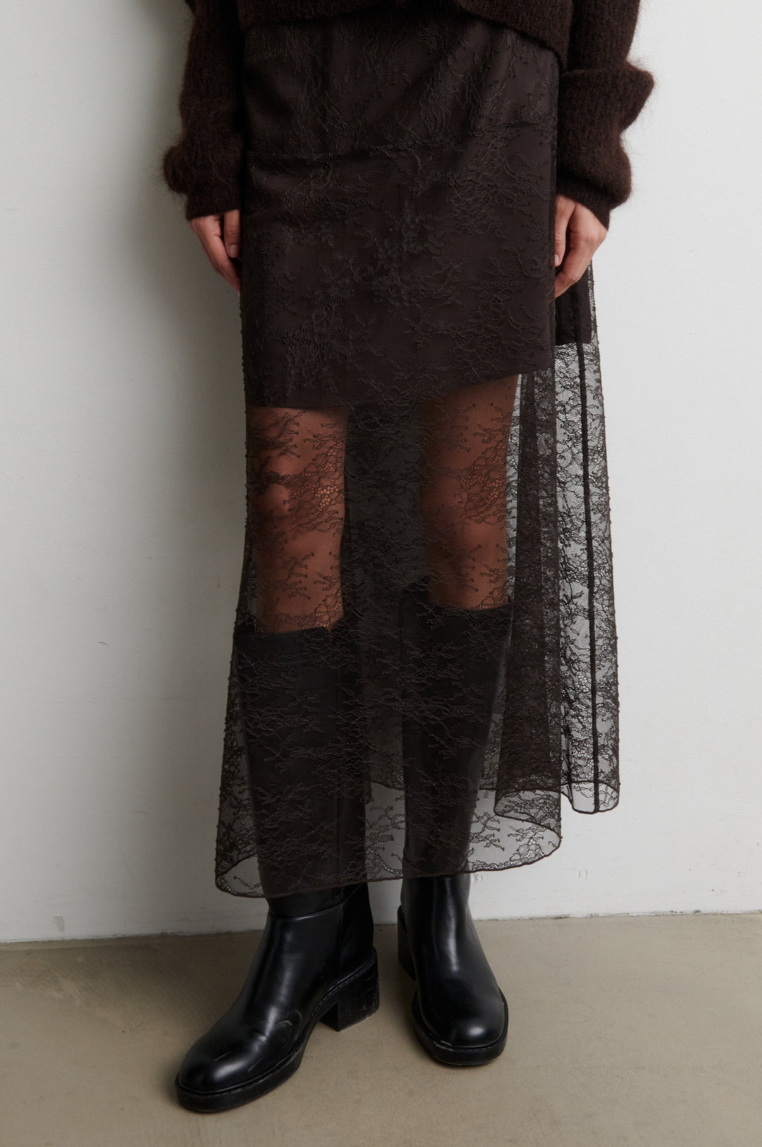 Sybell Lace Skirt - Brown