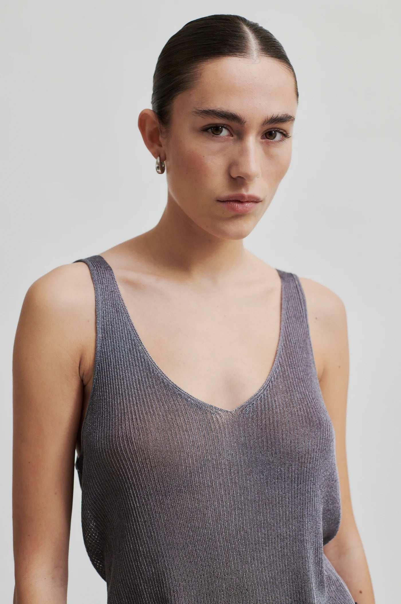 Ellia Knit Top, Charcoal Gray