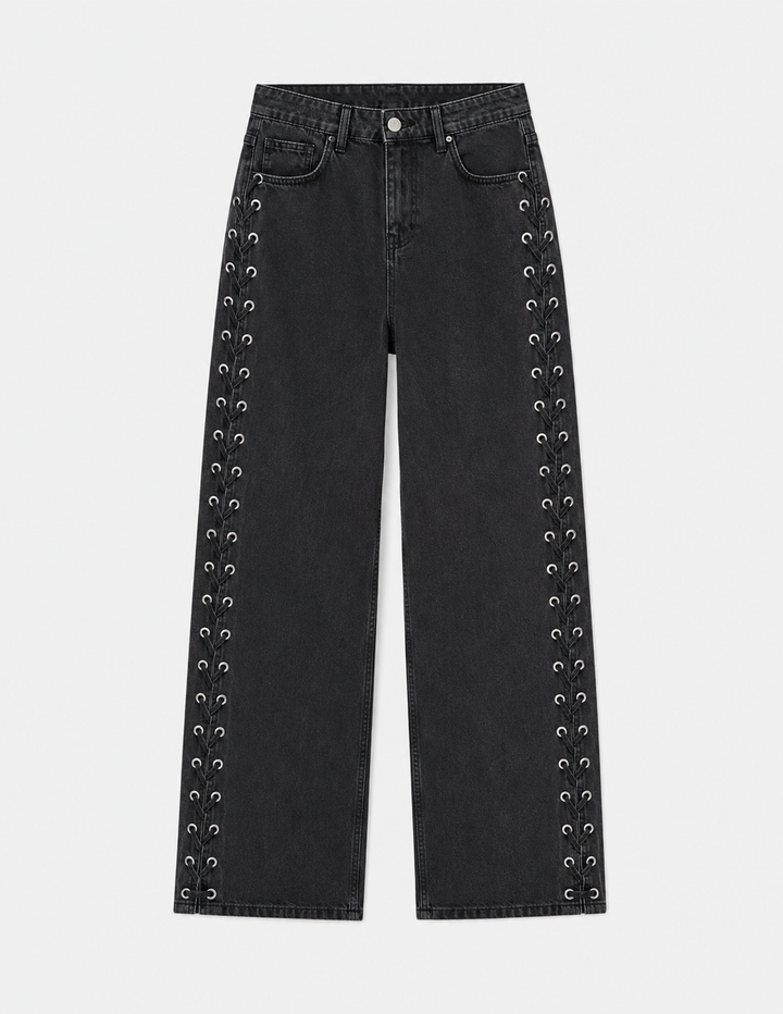 Kenzie Lace Jeans - Washed Black