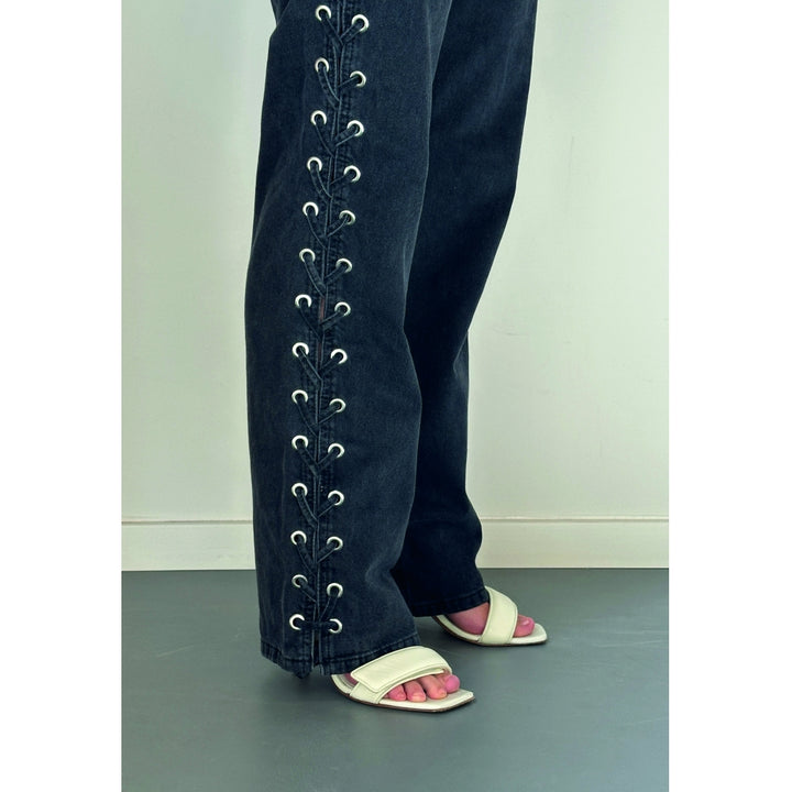 Kenzie Lace Jeans - Washed Black