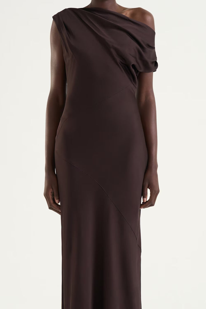 Vanessa Satin Dress - Mocha