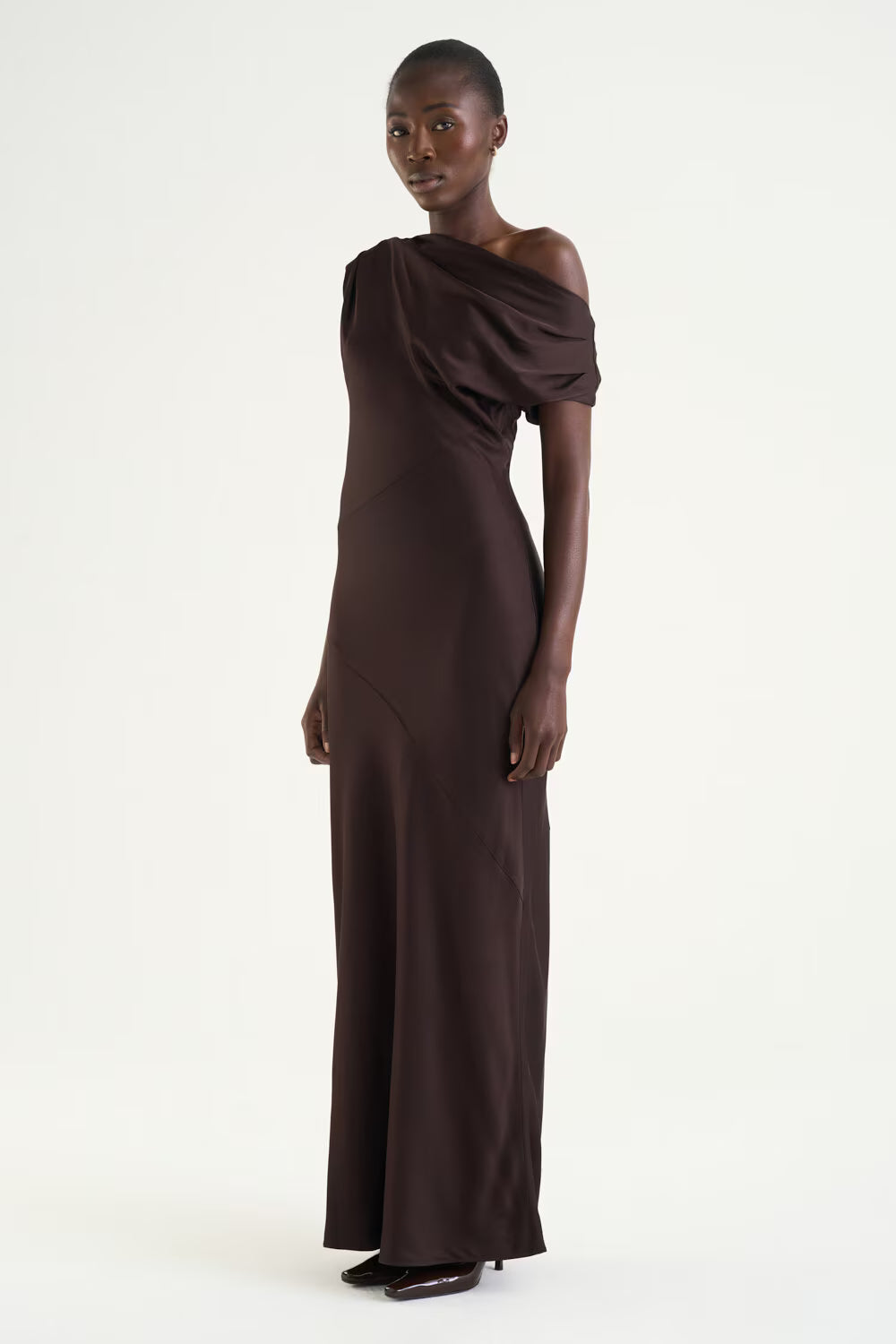 Vanessa Satin Dress - Mocha