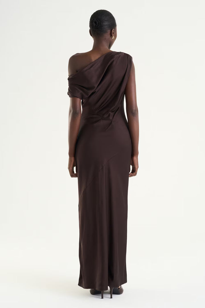 Vanessa Satin Dress - Mocha
