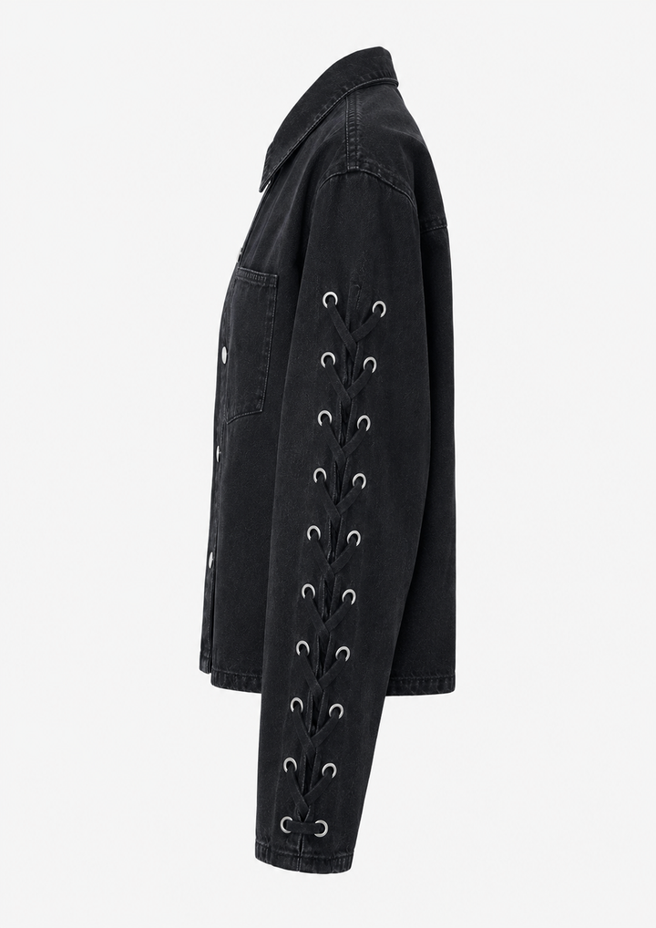 Kenzie Lace Denim Jacket - Washed Black