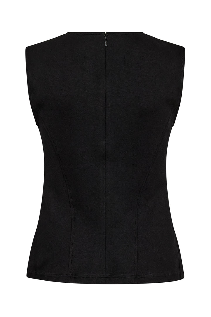 Lily Leather Drape Top - Black