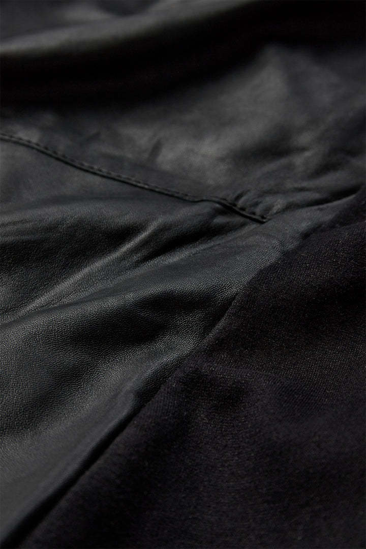 Lily Leather Drape Top - Black