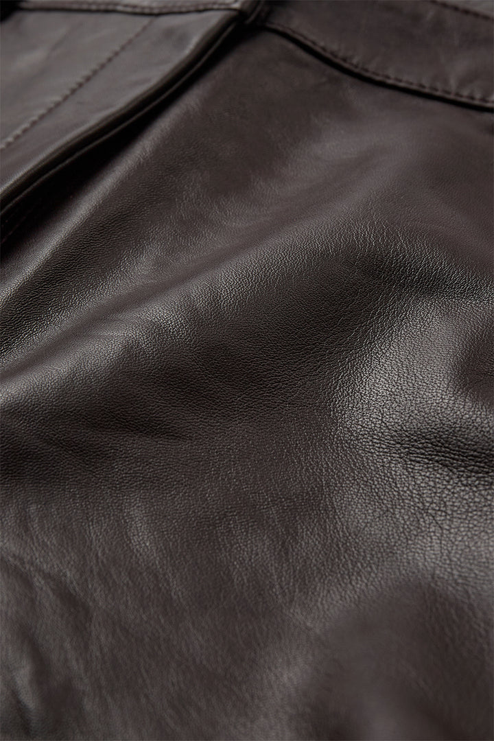 Lily Leather Pant - Espresso Brown