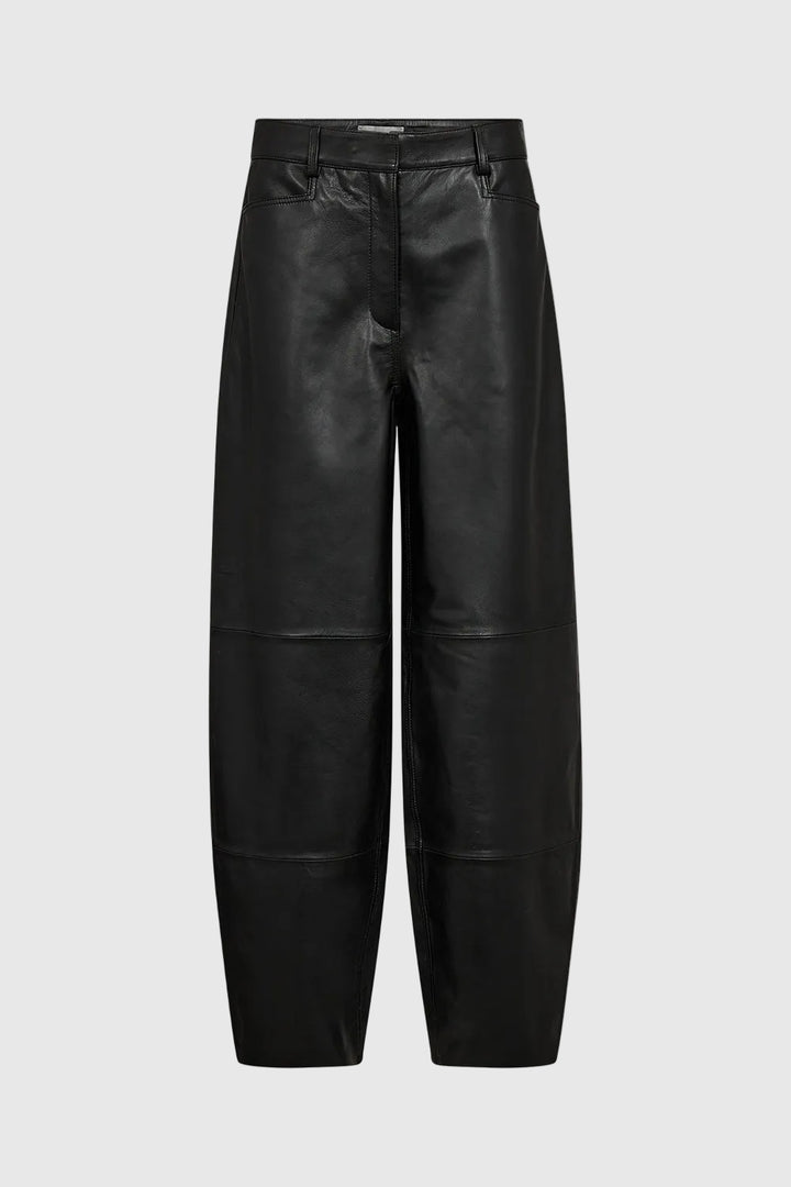 Lily Barrel Leather Pant - Black