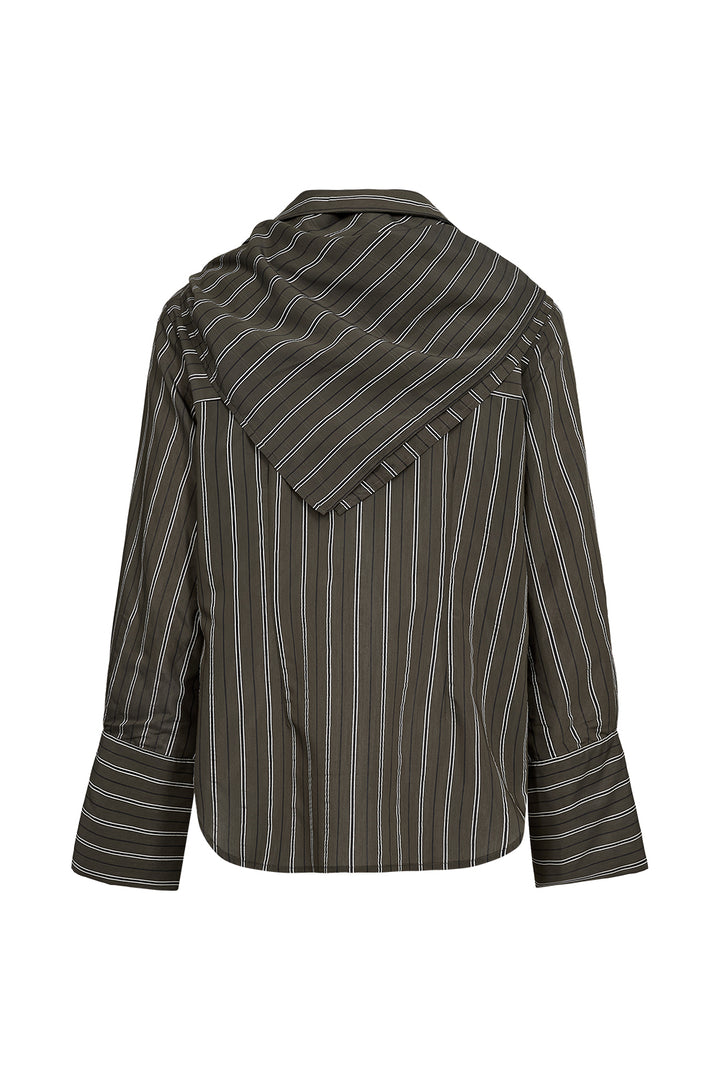 Gwen Scarf Shirt Stunning Stripe - Hunter Green