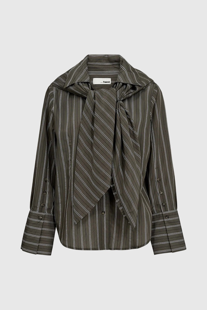 Gwen Scarf Shirt Stunning Stripe - Hunter Green