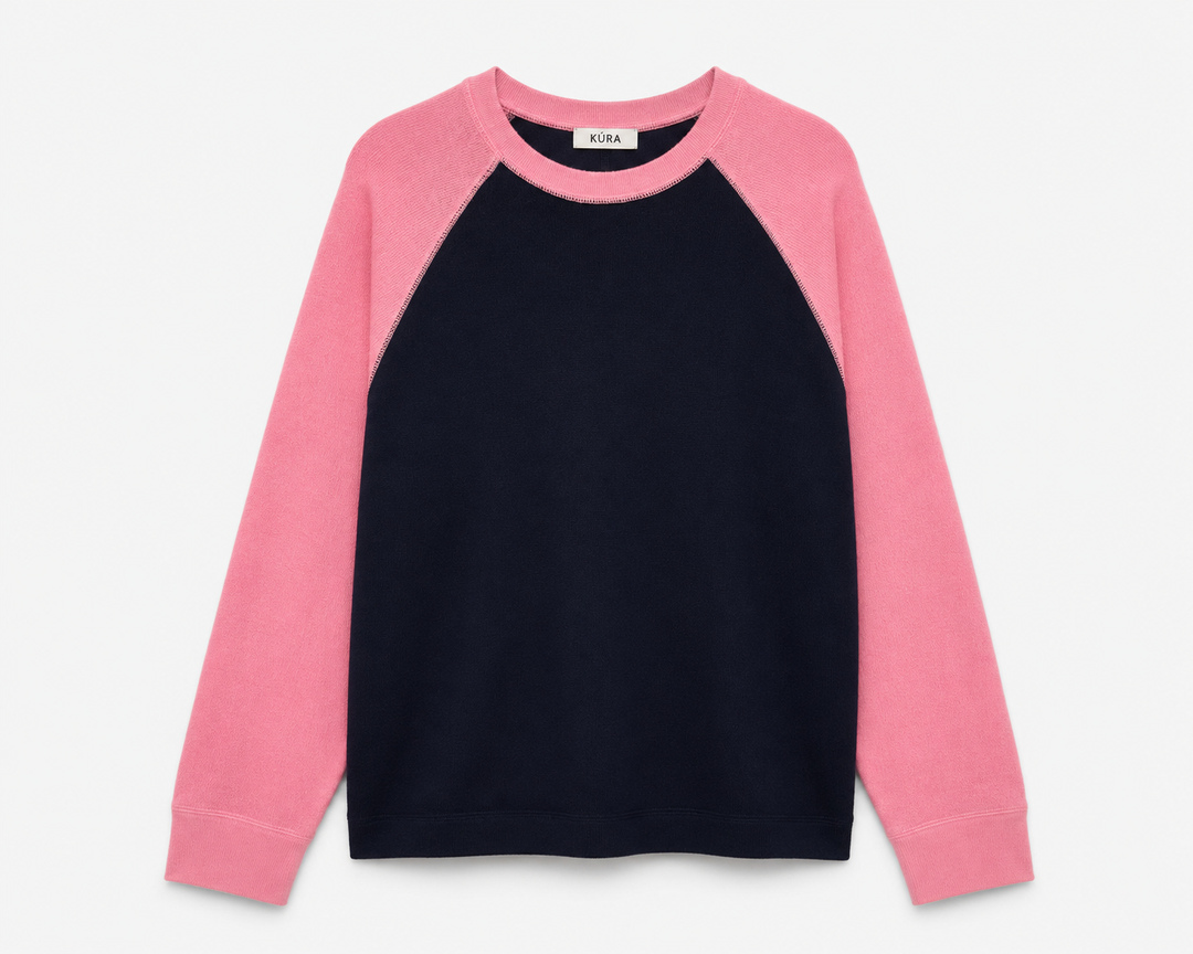 Polly Contrast Knit - Navy/Pink