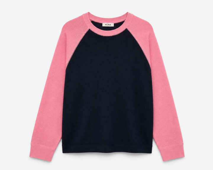 Polly Contrast Knit - Navy/Pink