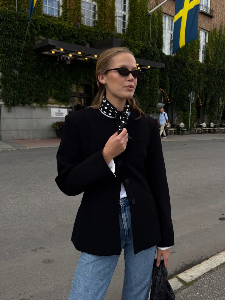 Polkadot Silk Scarf , Black