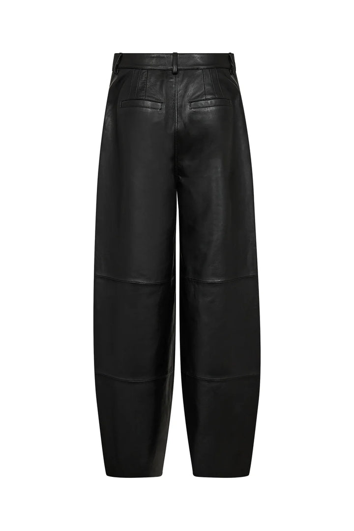 Lily Barrel Leather Pant - Black