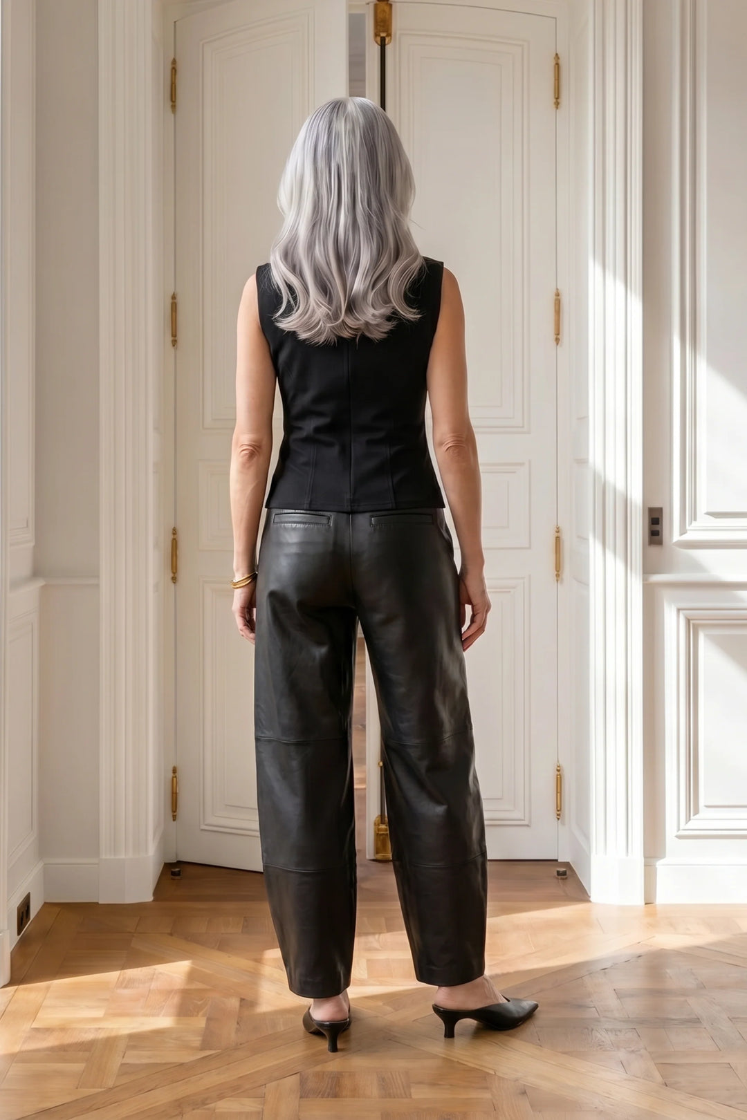 Lily Leather Drape Top - Black