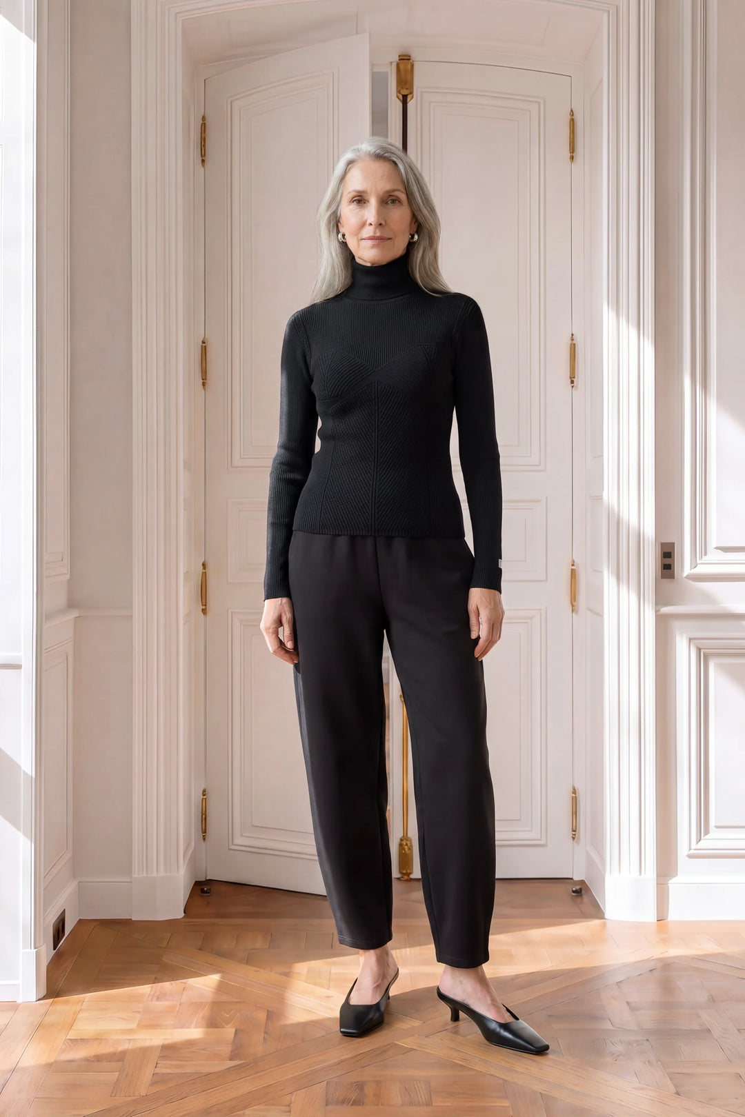 Lily Barrel Leather Pant - Black