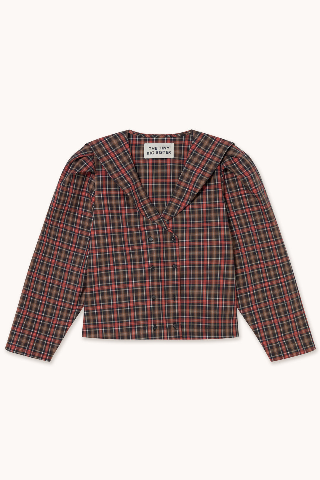 Check Sailor Neck Blouse