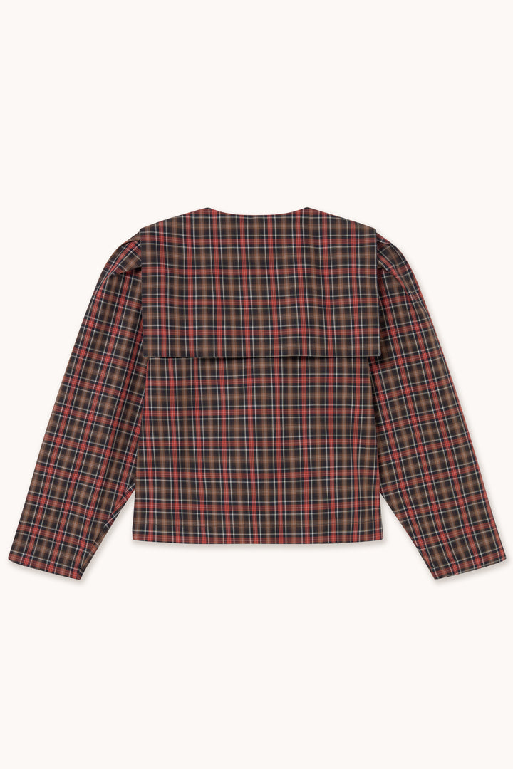Check Sailor Neck Blouse