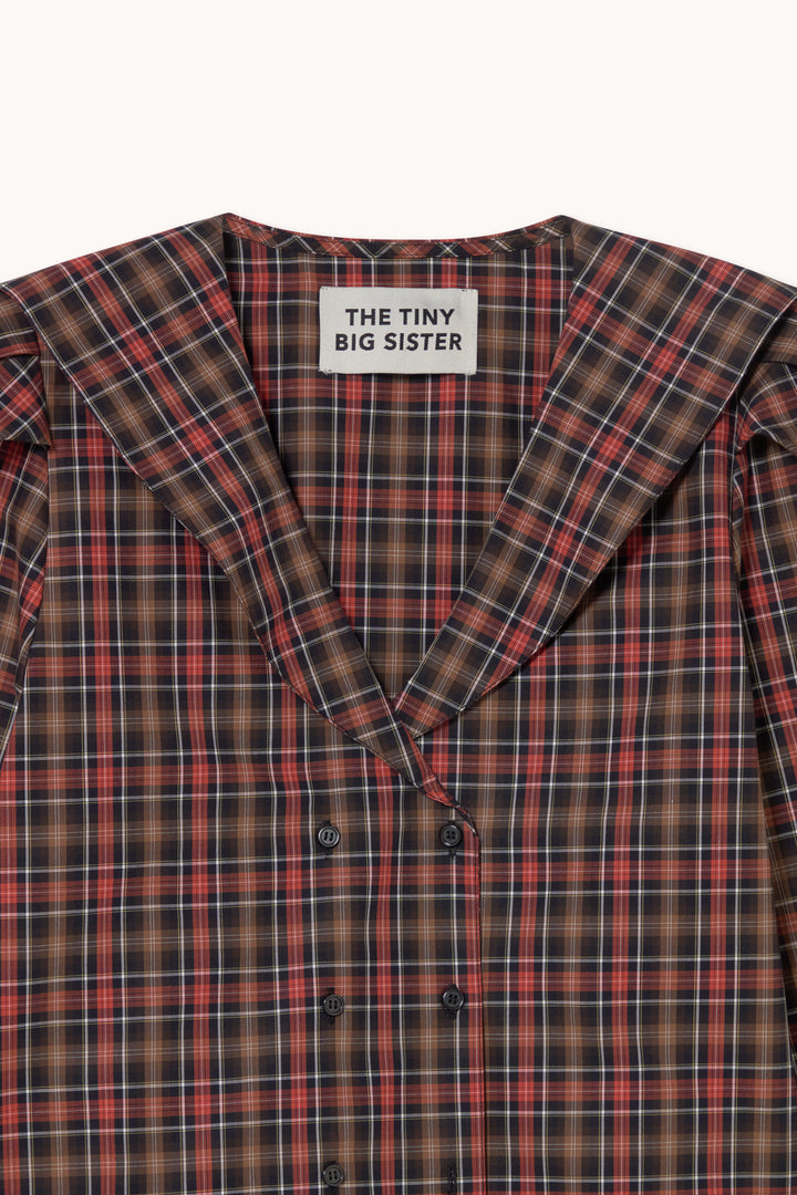 Check Sailor Neck Blouse