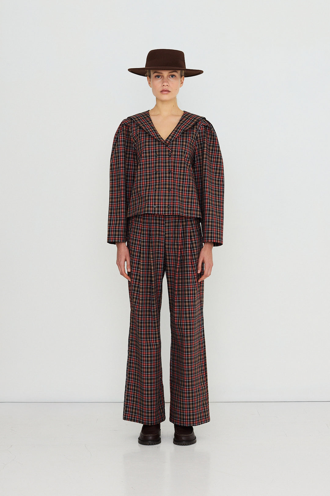 Check Pleated Trousers