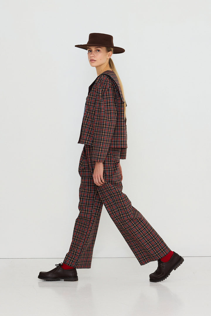 Check Pleated Trousers