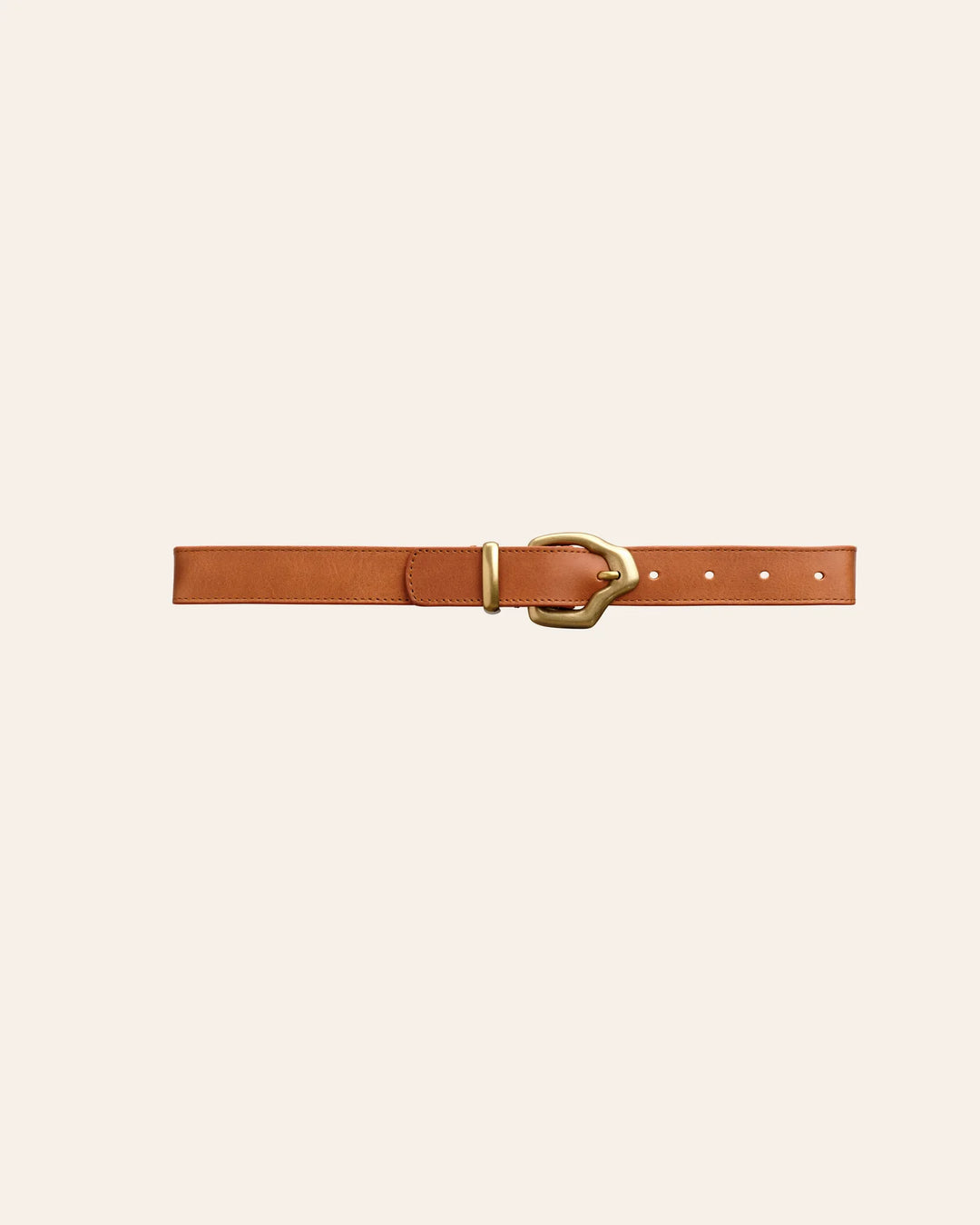 Ako Mini Leather Belt, Nutmeg/Gold