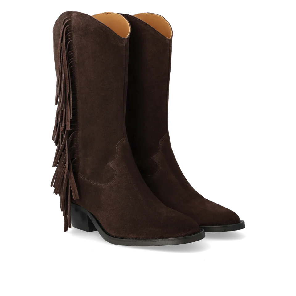 Curved Cowboy Fringe Boots