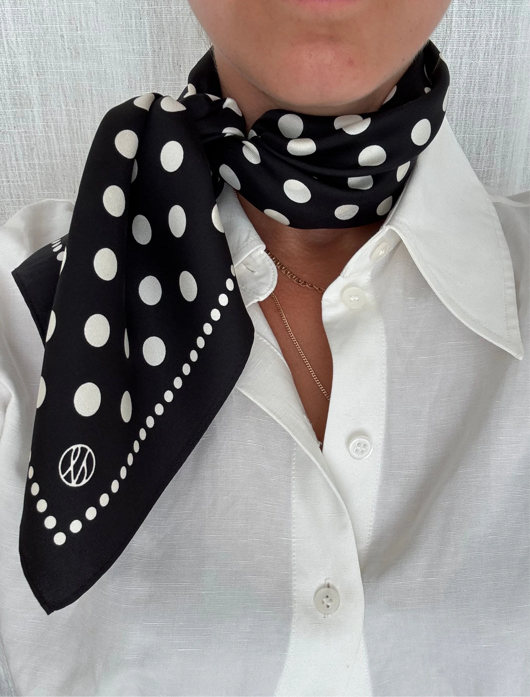 Polkadot Silk Scarf , Black