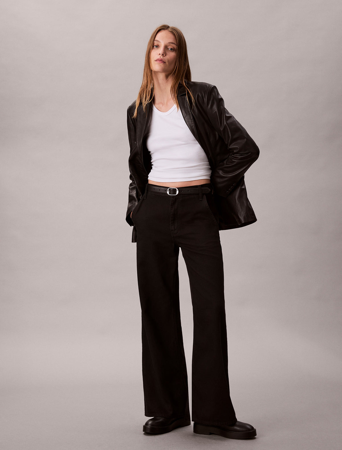 CK High Waisted Wide Jeans, Black