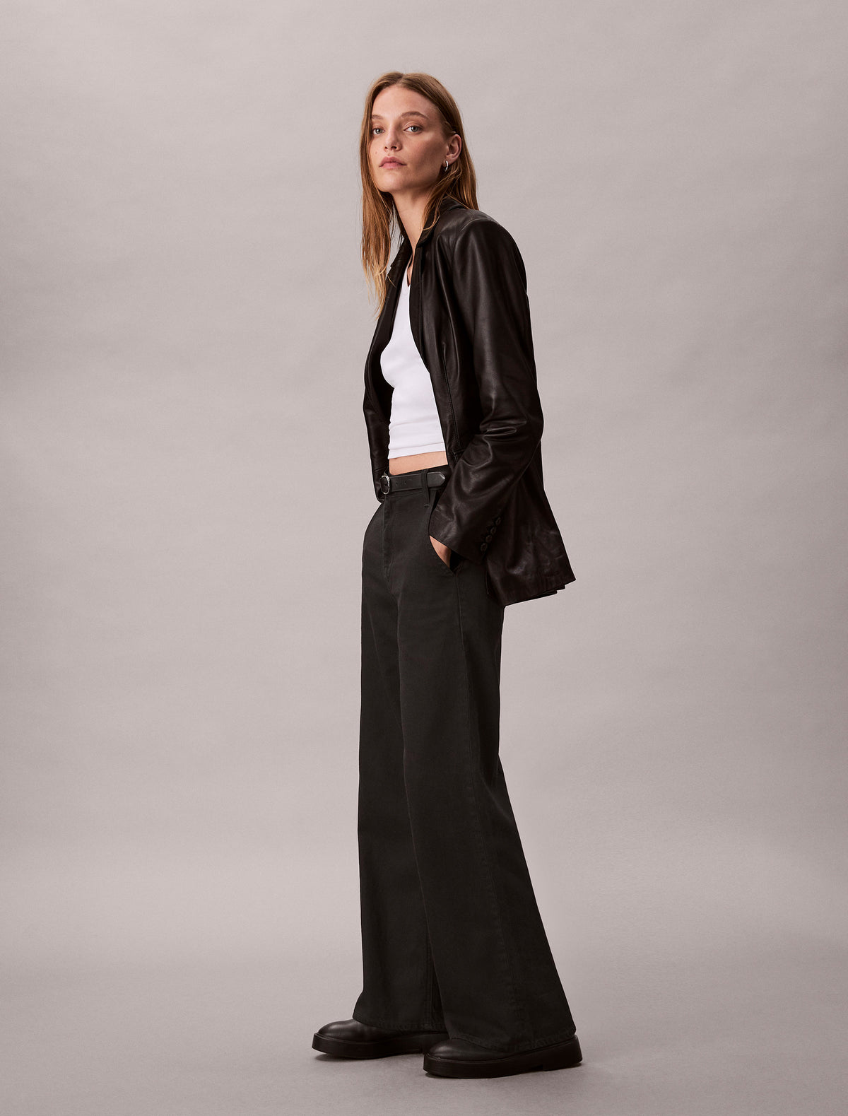 CK High Waisted Wide Jeans, Black