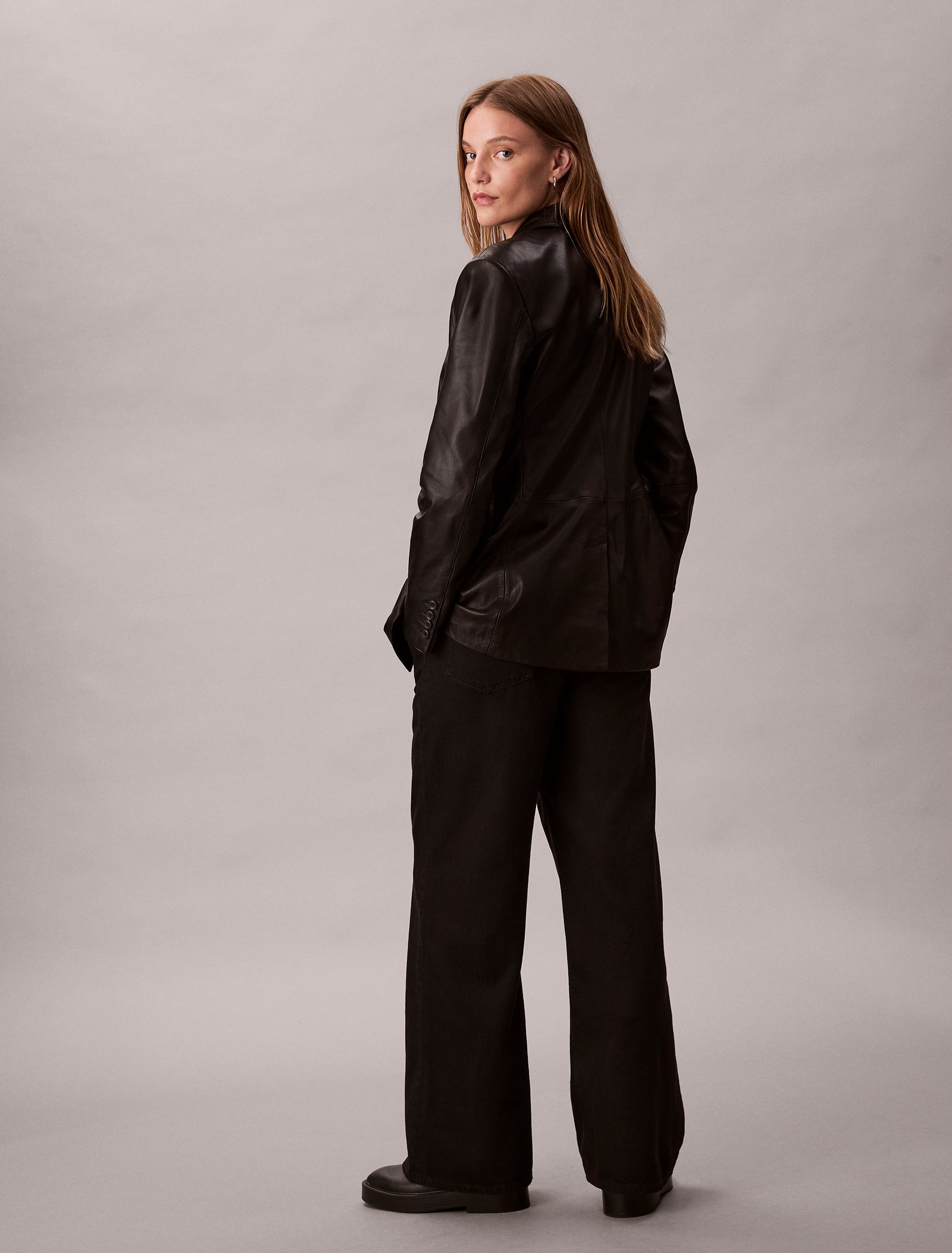 CK High Waisted Wide Jeans, Black