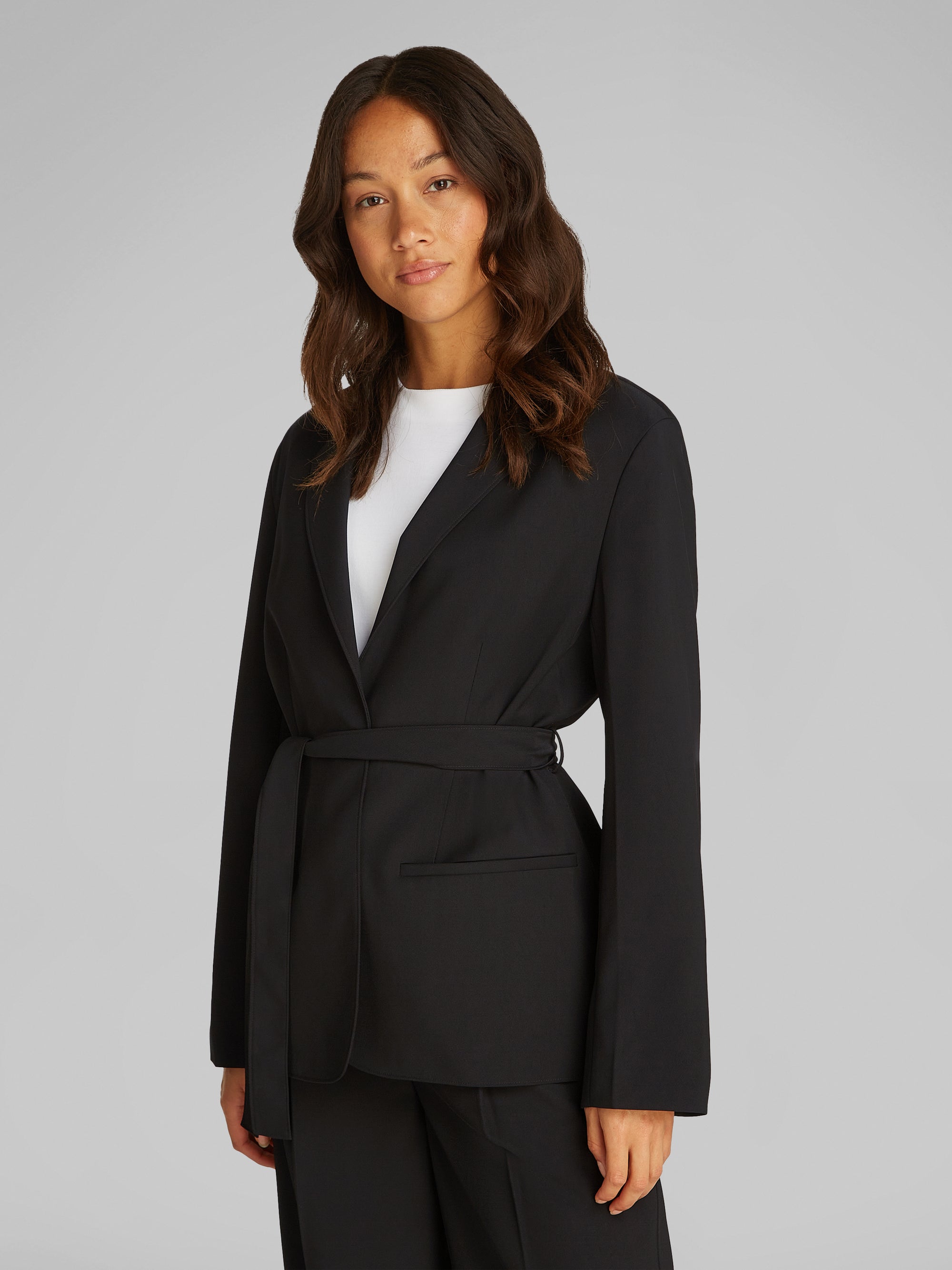 CK Travel Twill Belted Blazer, Black