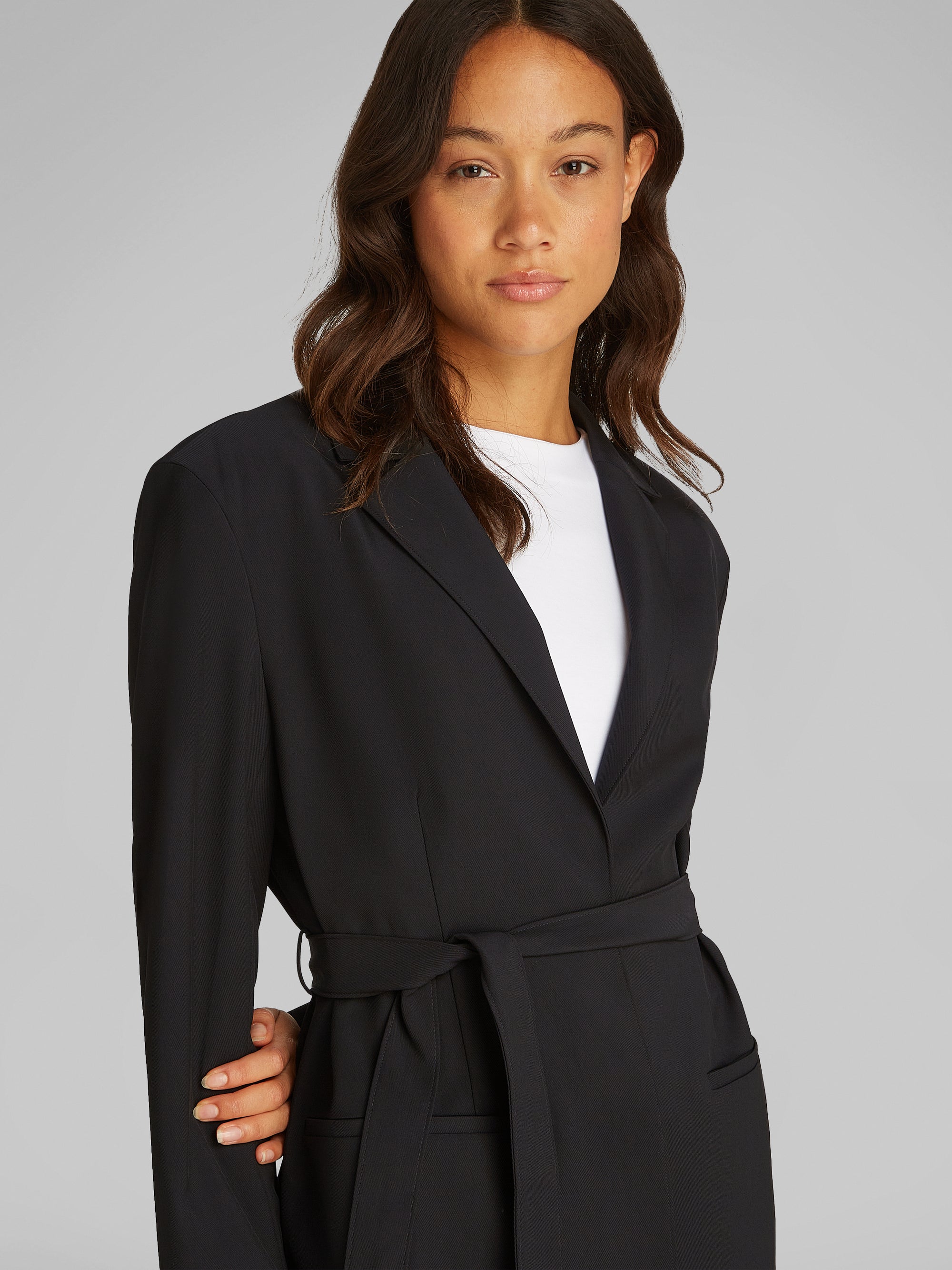 CK Travel Twill Belted Blazer, Black