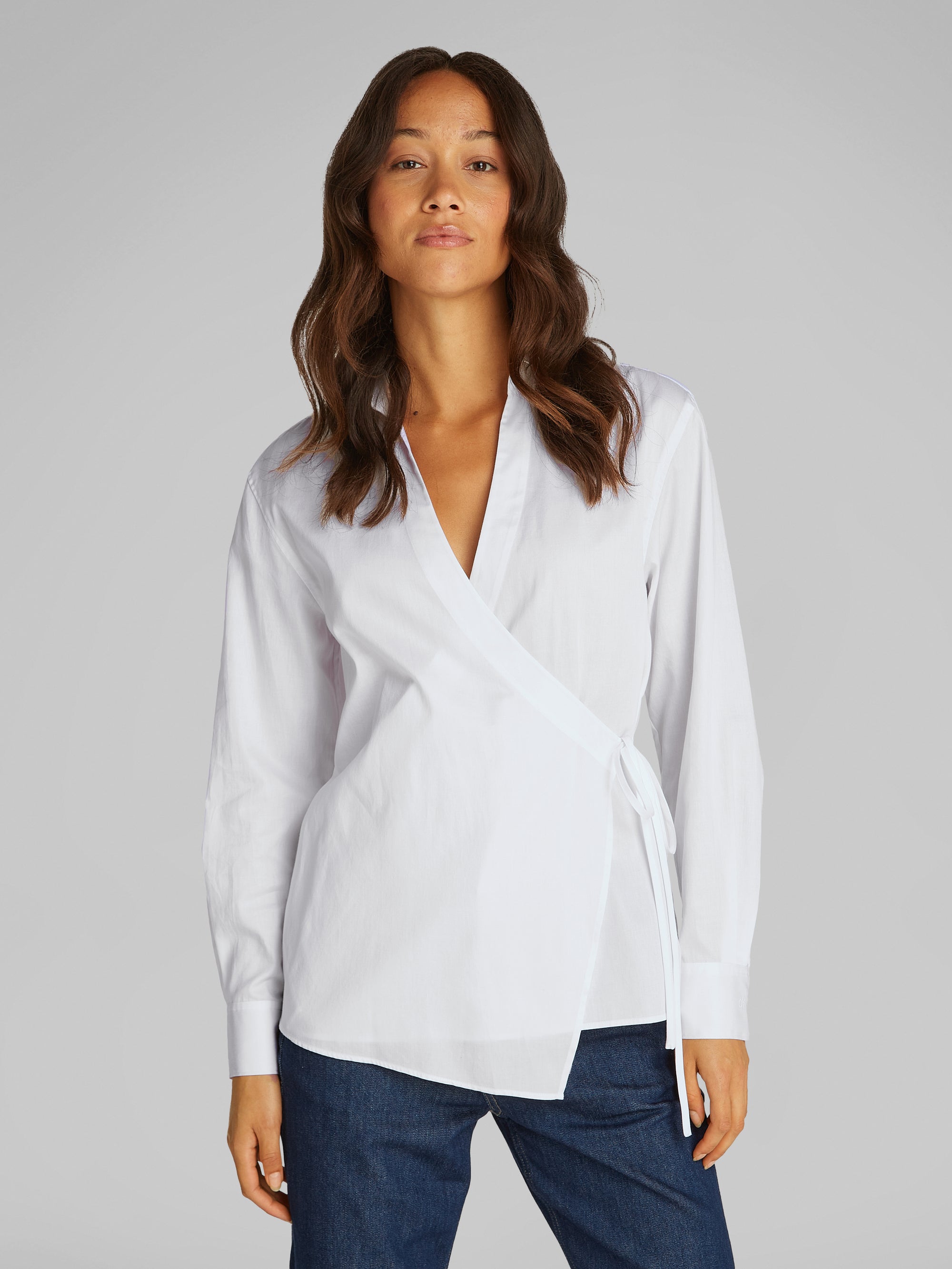 CK Soft Cotton Wrap Blouse