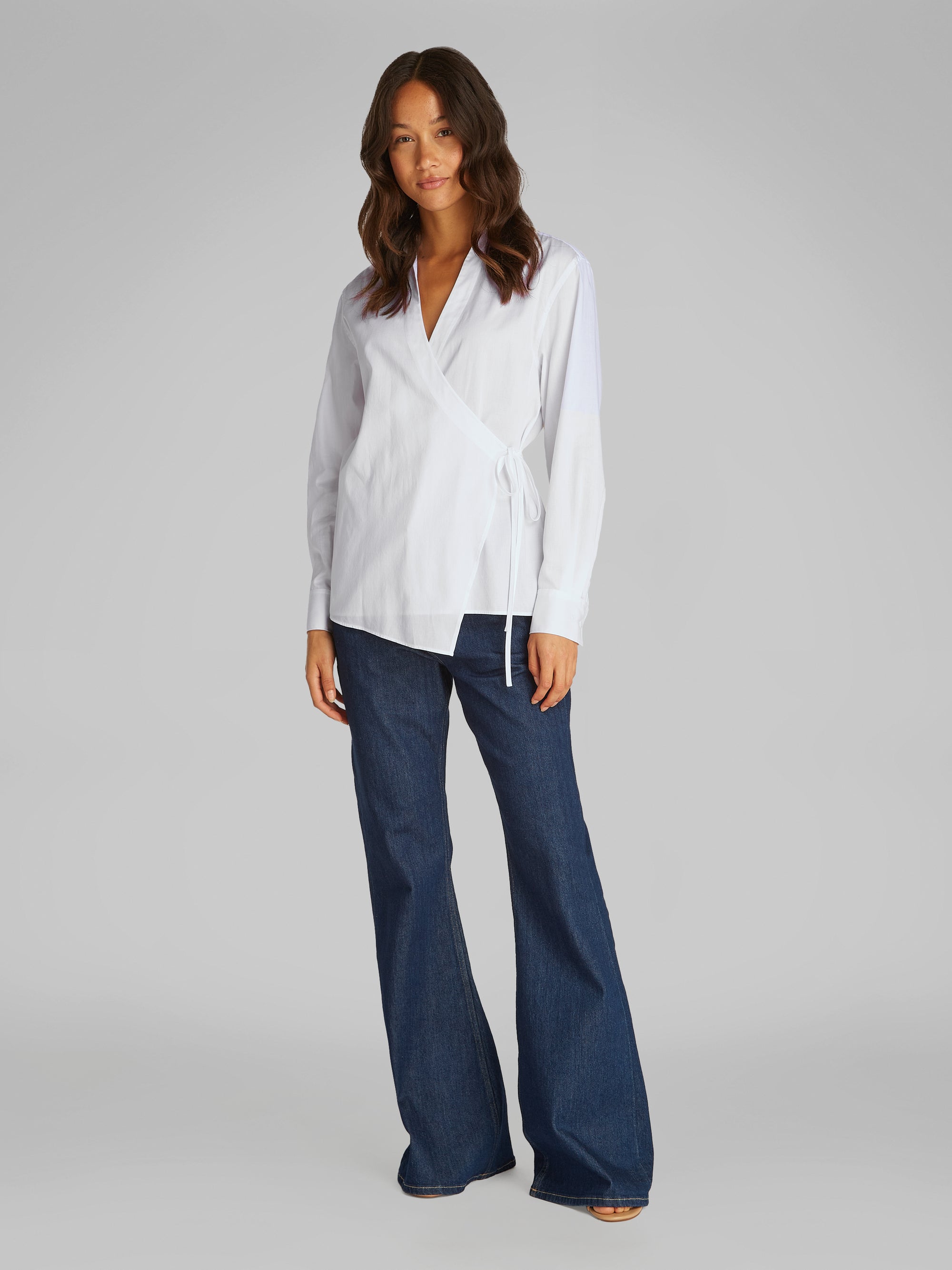 CK Soft Cotton Wrap Blouse
