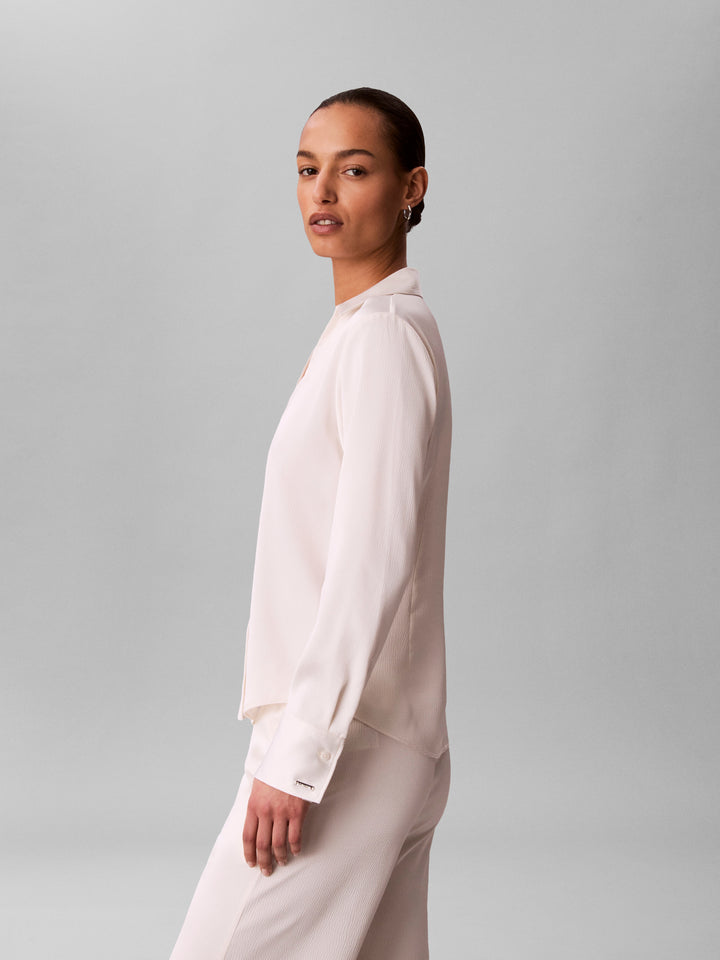 CK Fitted Hammered Satin Shirt, Tofu
