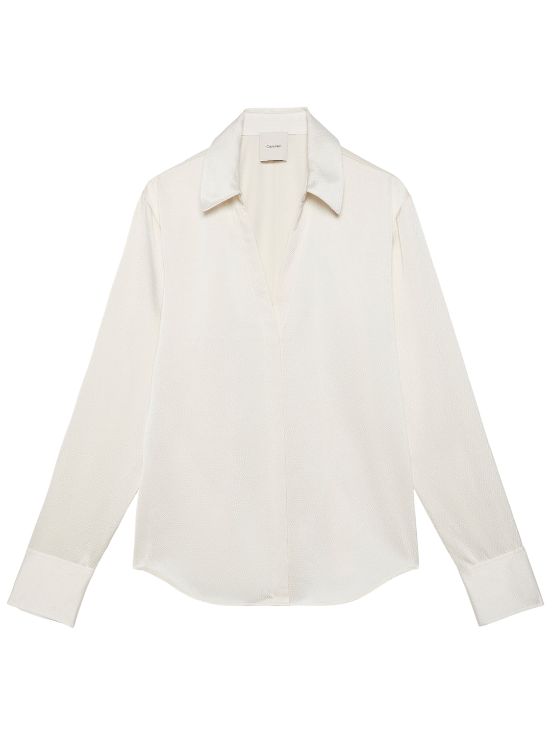 CK Fitted Hammered Satin Shirt, Tofu