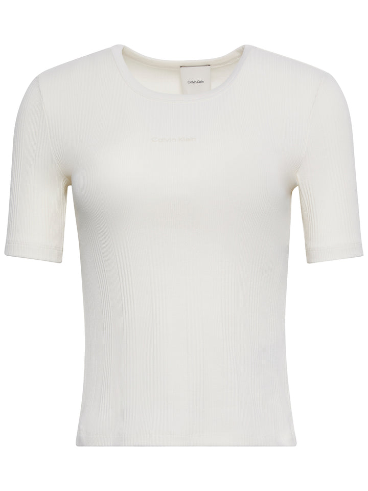 CK Ribbed Cotton T-shirt, Tofu