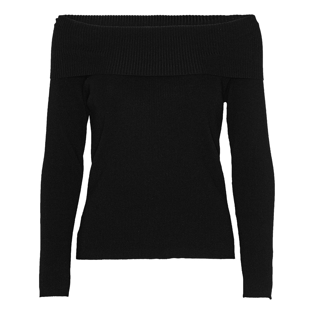 New Rib Off Shoulder, Black