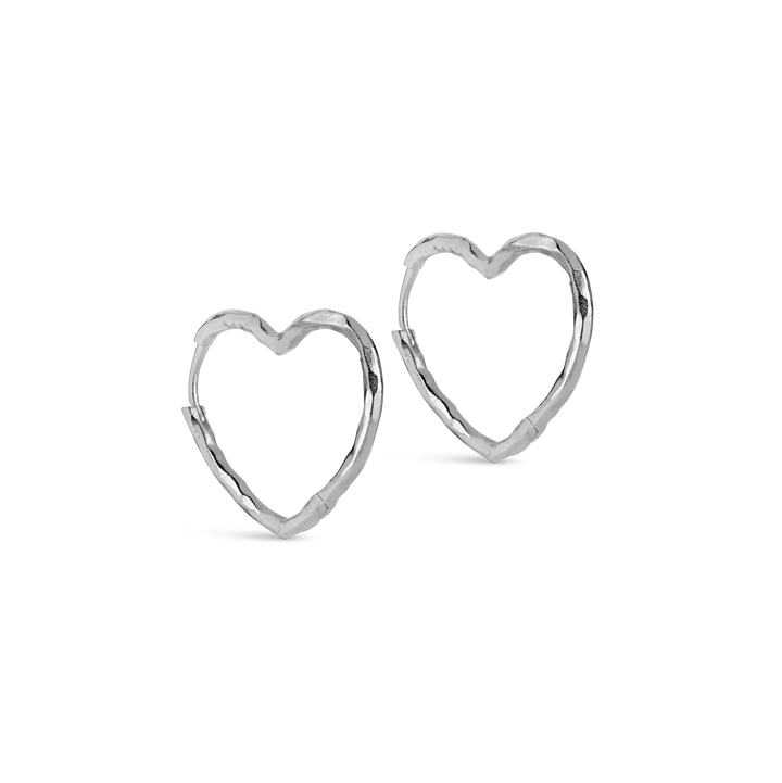 Hoops, Organic Heart Medium Silver