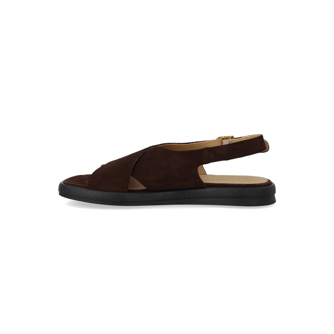 Cross Sandal Suede, Dark Brown
