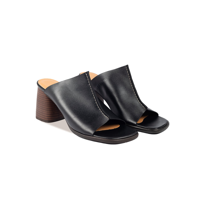 Mule with sculptural heel, Black