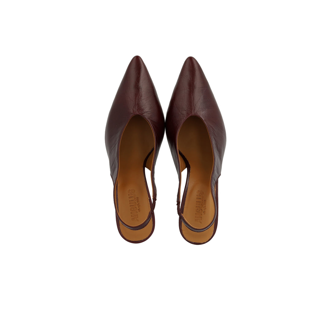 Sling-back heeled sandal, Berry