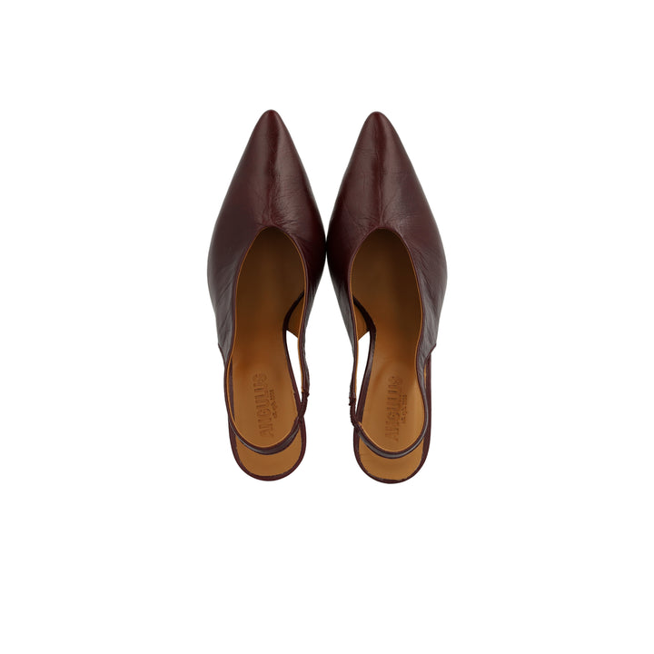 Sling-back heeled sandal, Berry